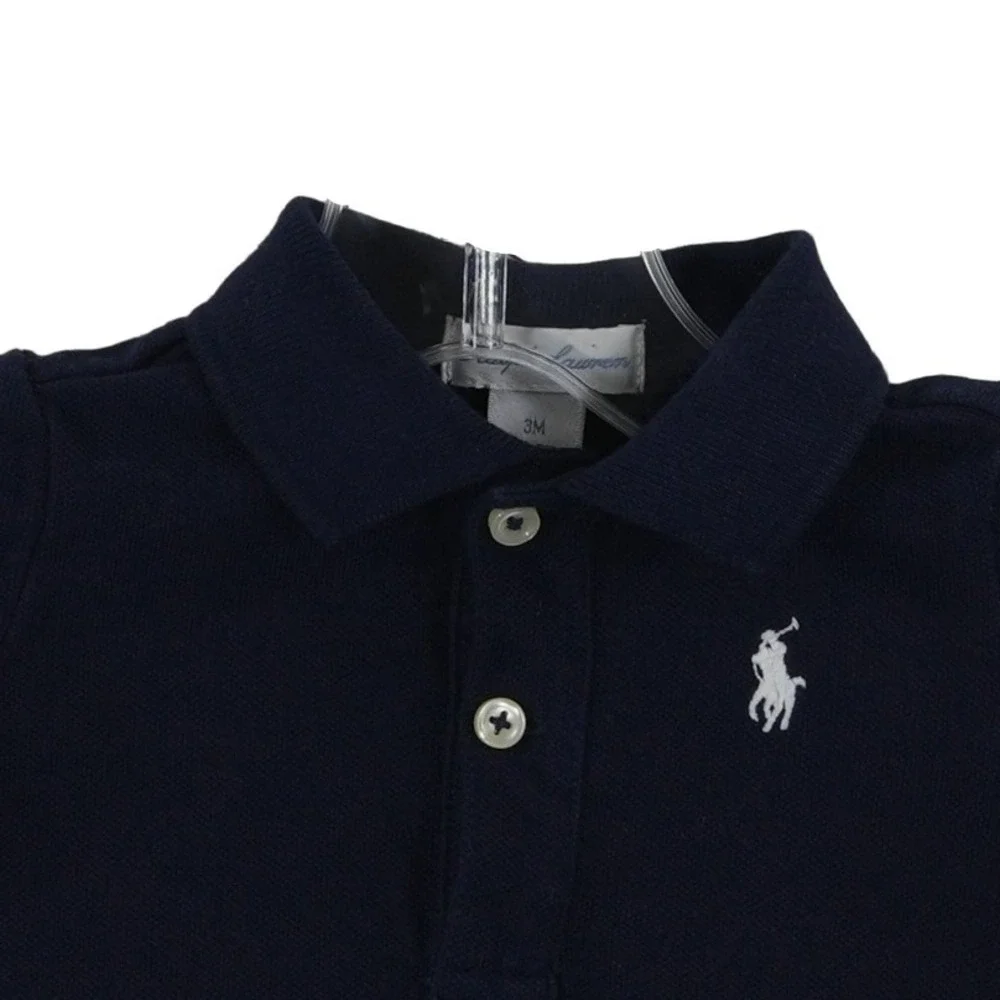 Ralph Lauren Polo Shirt Baby Size 3M Blue Pique Cotton Pony Logo Boys